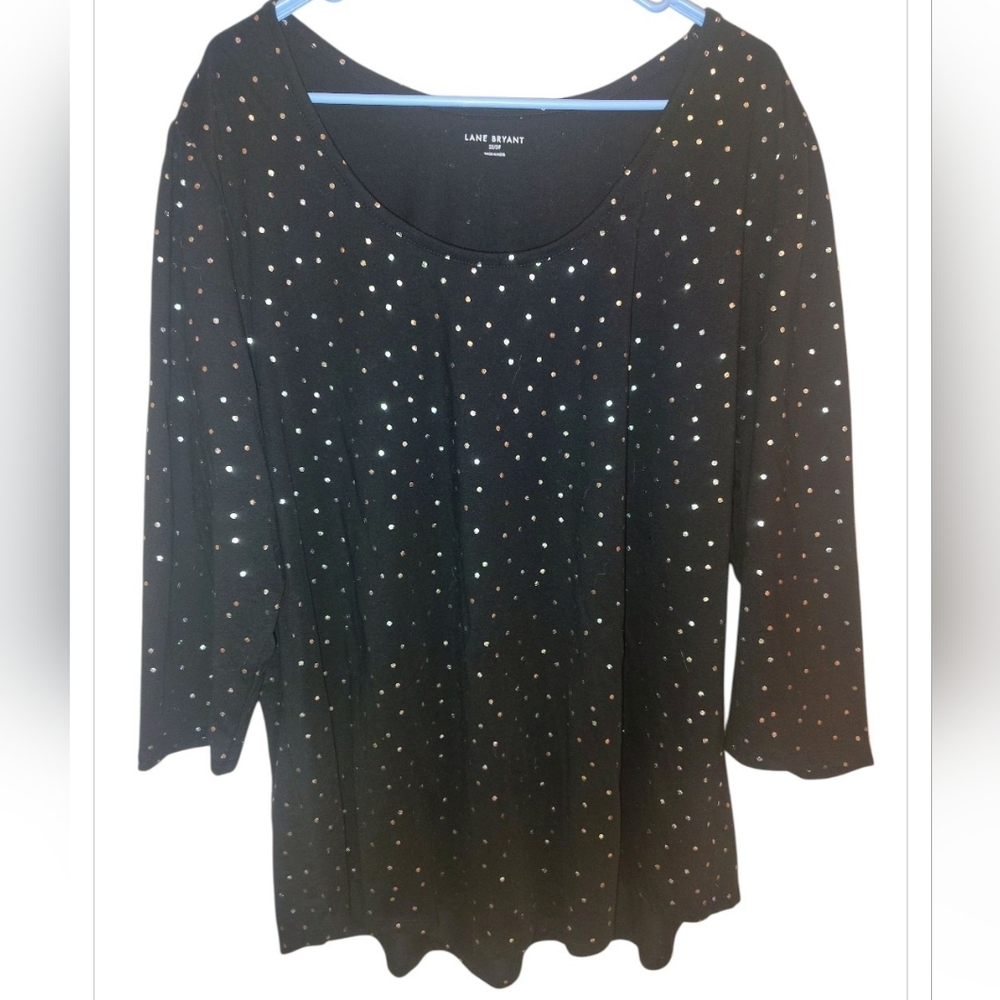 Lane Bryant Black Top with Silver Accent